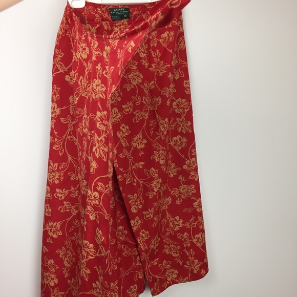Lauren Ralph Lauren Petite Red Gold Floral Skirt - Picture 4 of 6